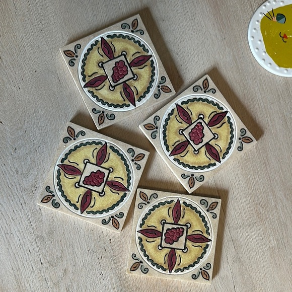 HOME DECOR | Decorative Ceramic Coasters with Floral Design - Picture 2 of 5
